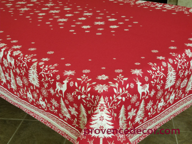 Christmas Spirit Red French Jacquard Cotton Dish Towel by Marat d'Avig - I  Dream of France