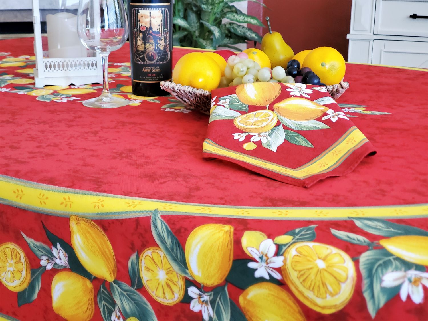 LEMON RED French Provence Tablecloths - High Quality French